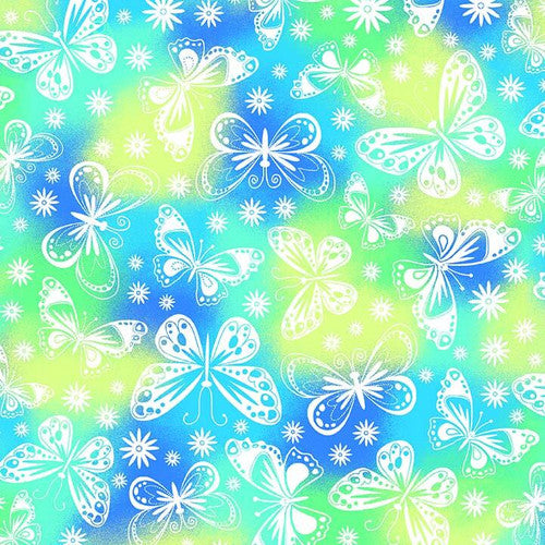 Blue/Green Butterflies Flannel