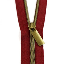 Load image into Gallery viewer, BURGUNDY #5 Nylon Coil Zippers: 3 Yards with 9 Pulls