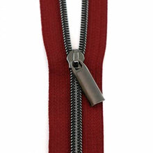 Load image into Gallery viewer, BURGUNDY #5 Nylon Coil Zippers: 3 Yards with 9 Pulls