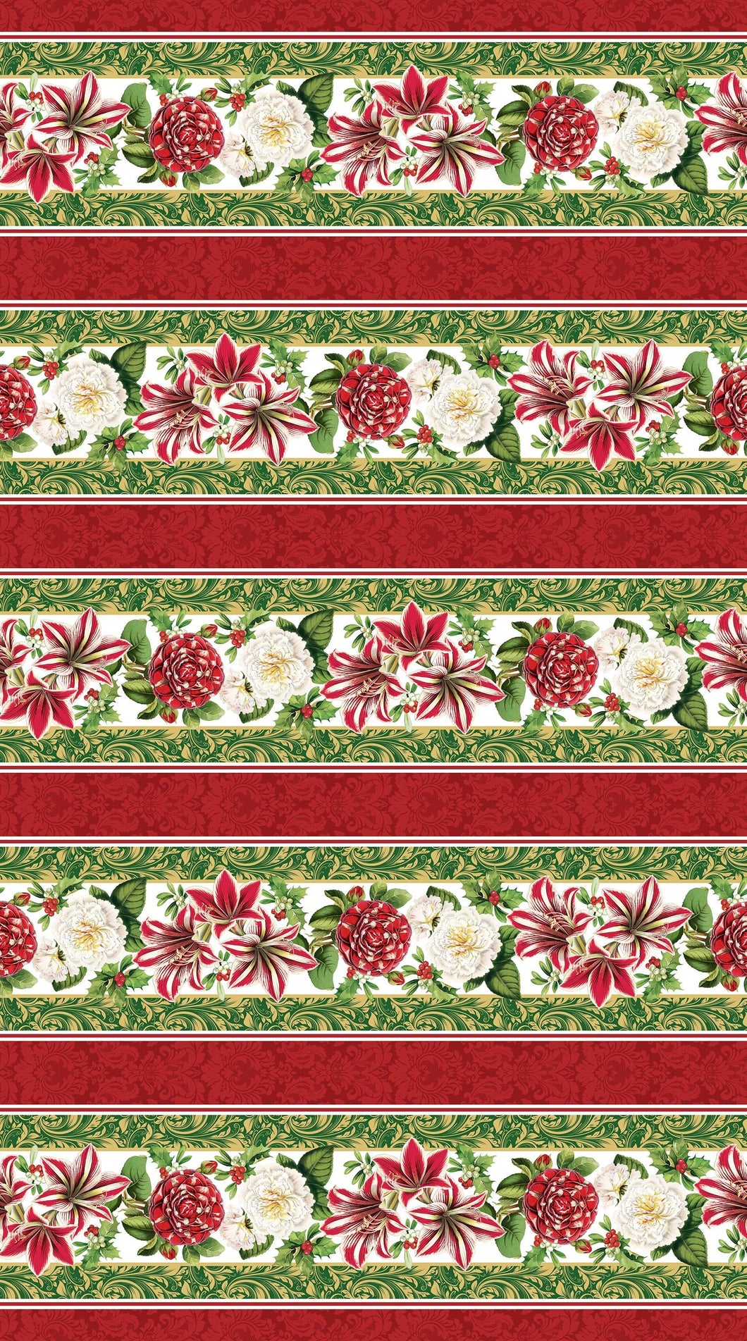 Floral Amaryllis Border Stripe