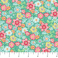 Load image into Gallery viewer, Quilting in Bloom - Packed Floral, Turquoise Multi
