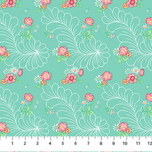 Load image into Gallery viewer, Quilting in Bloom - Feather Floral, Turquoise Multi
