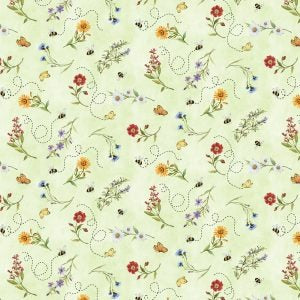 Gnome & Garden - Flowers & Bees, Green