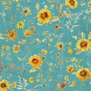 Sunflower Sweet - Flowers, Teal