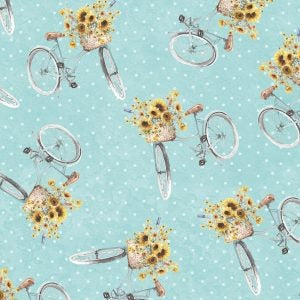 Sunflower Sweet - Tossed Bicycles, Blue