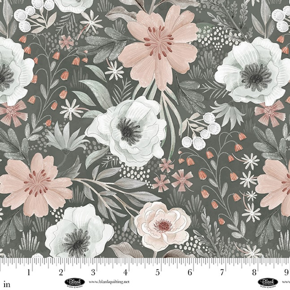 Petals & Pewter - Large Flowers, Grey