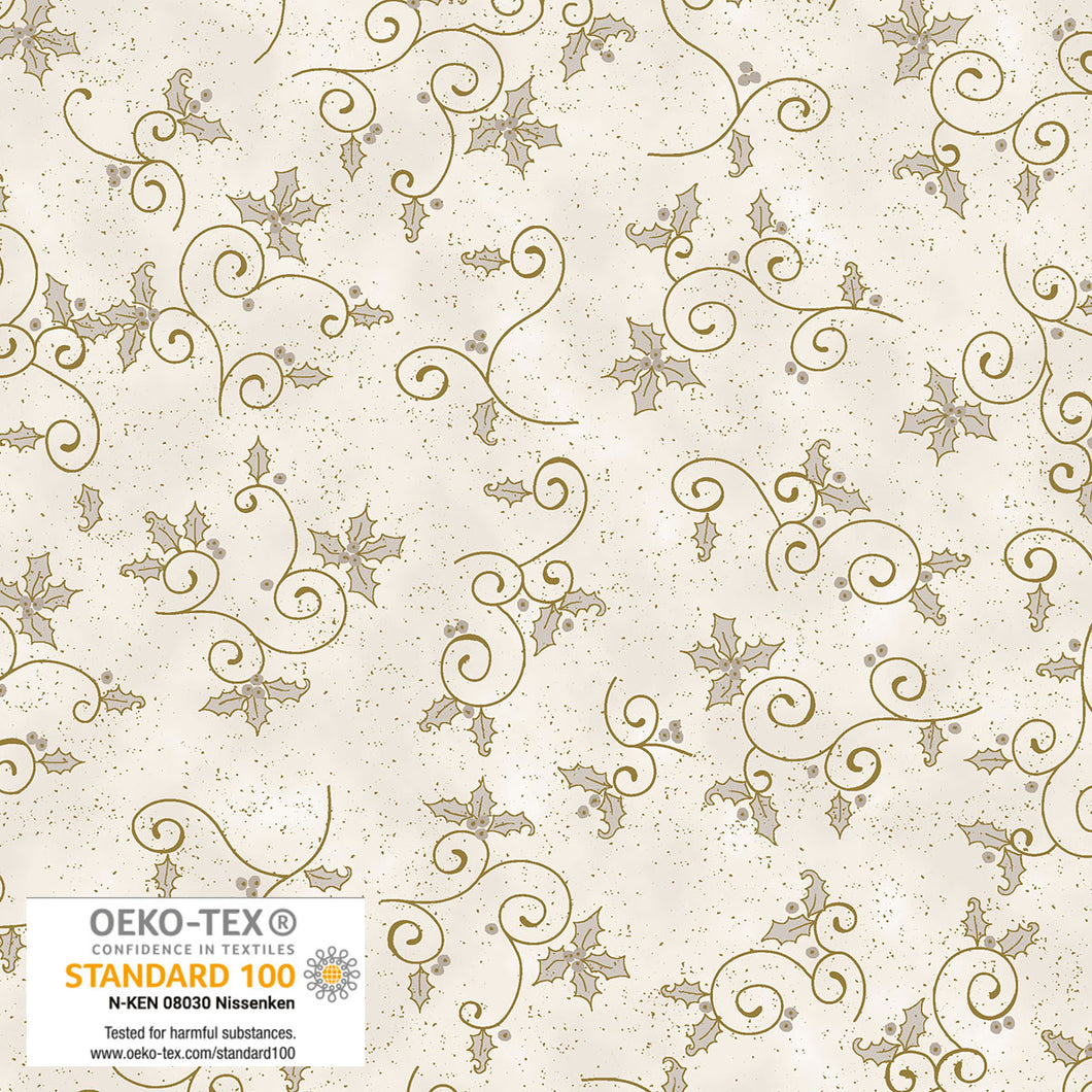We Love Christmas - Holly, Cream/Gold