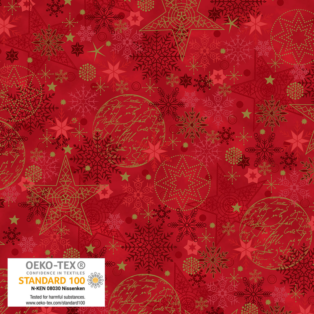 We Love Christmas - Snow Crystal, Red/Gold