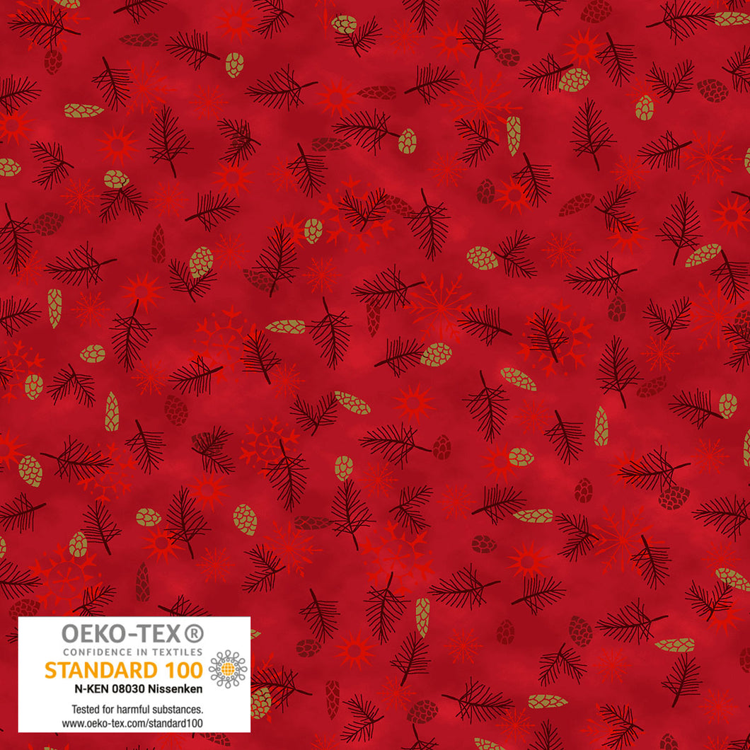 We Love Christmas - Pinecones, Red/Gold