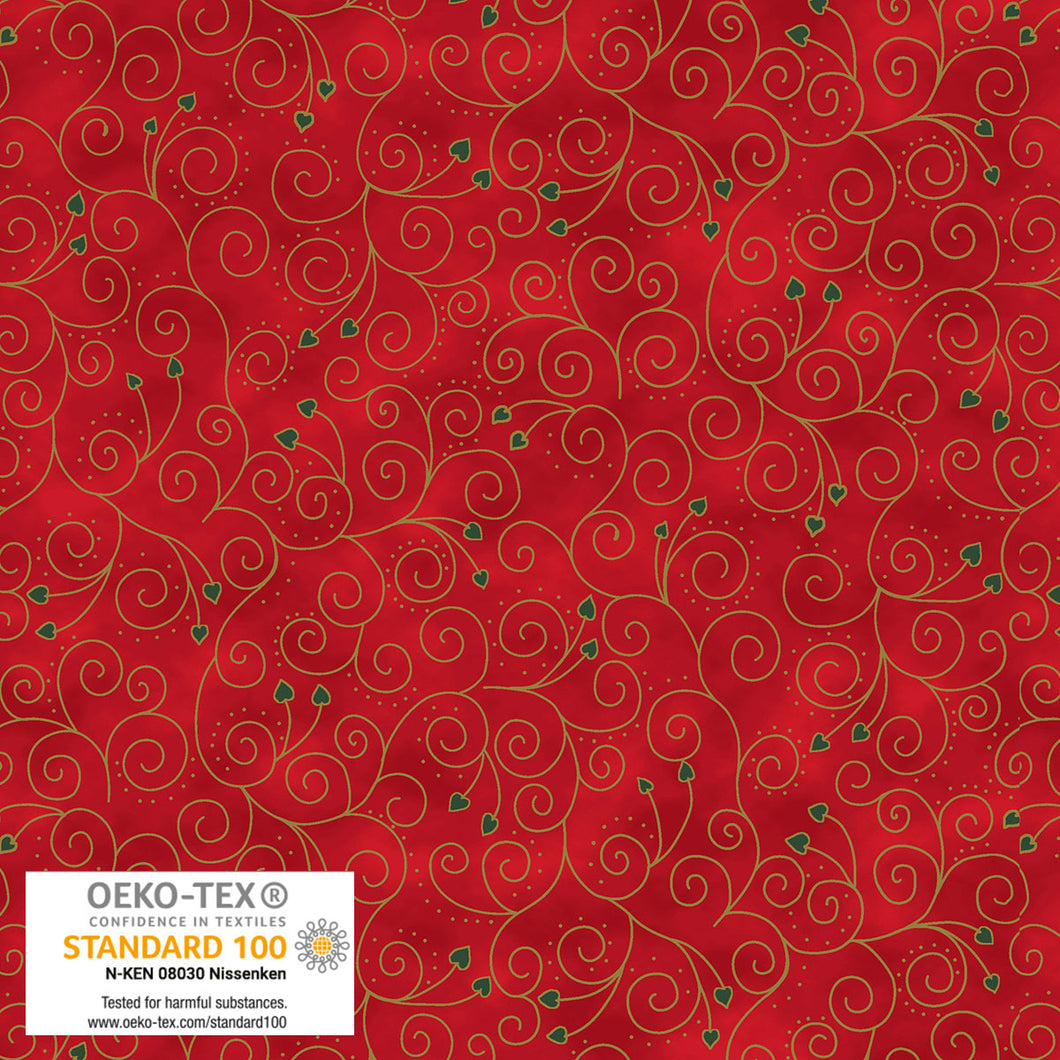 We Love Christmas - Spiral Hearts, Red/Gold