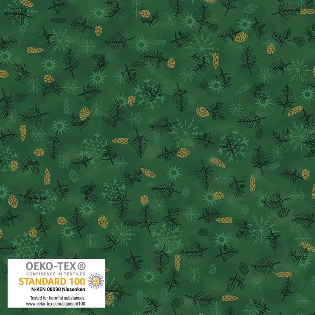 We Love Christmas - Pinecones, Green/Gold