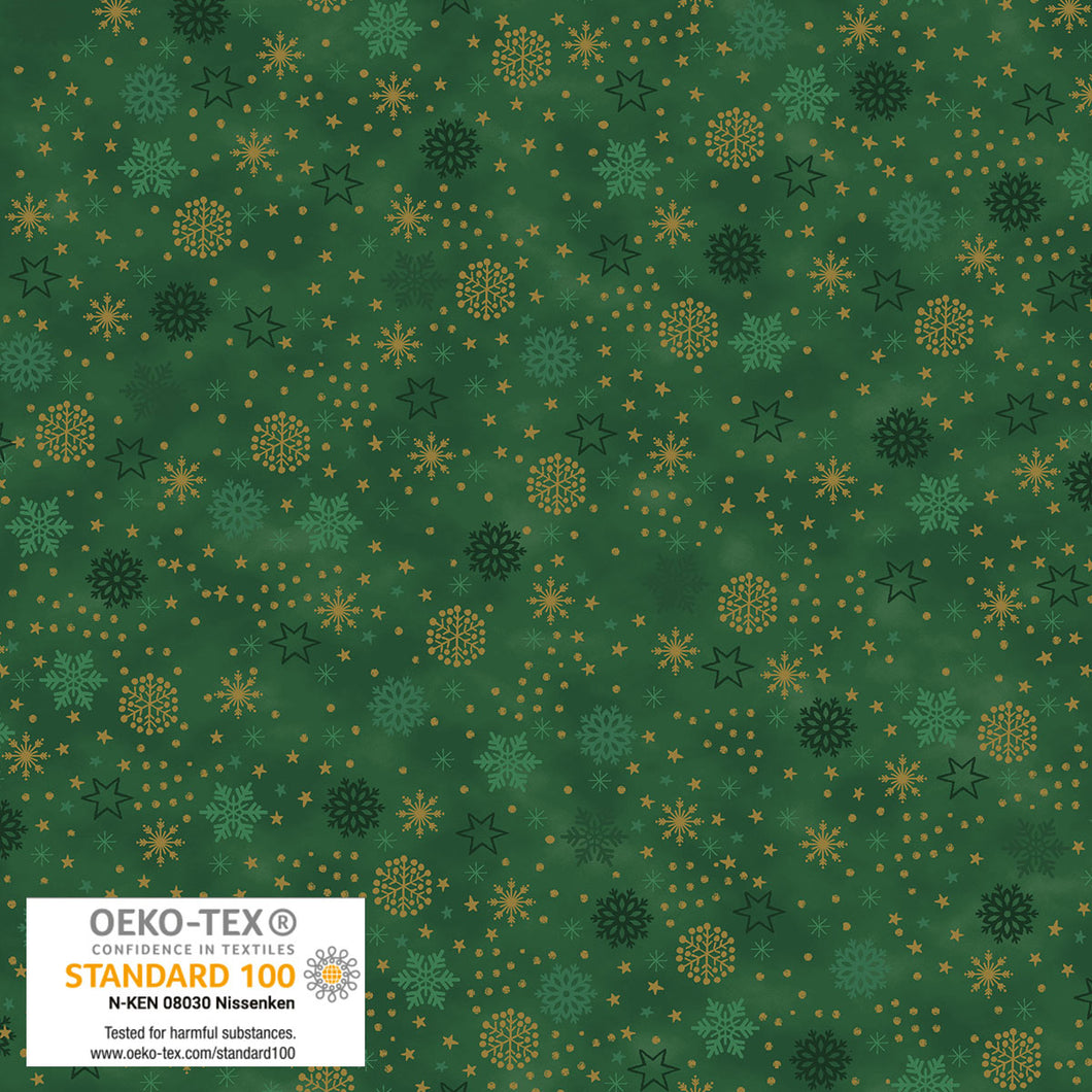 We Love Christmas - Snowflake Sprinkle, Green/Gold