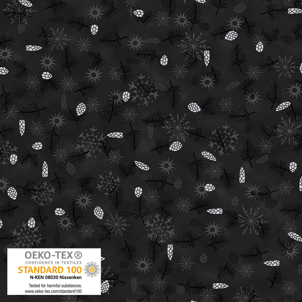 We Love Christmas - Pinecones, Black/Silver