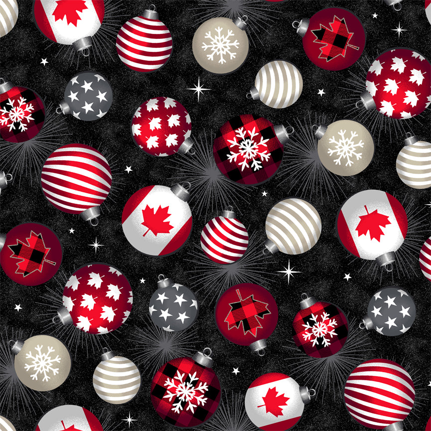Canadian Christmas Baubles, Black