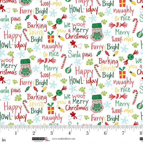 Merry Woof-mas - Words, White