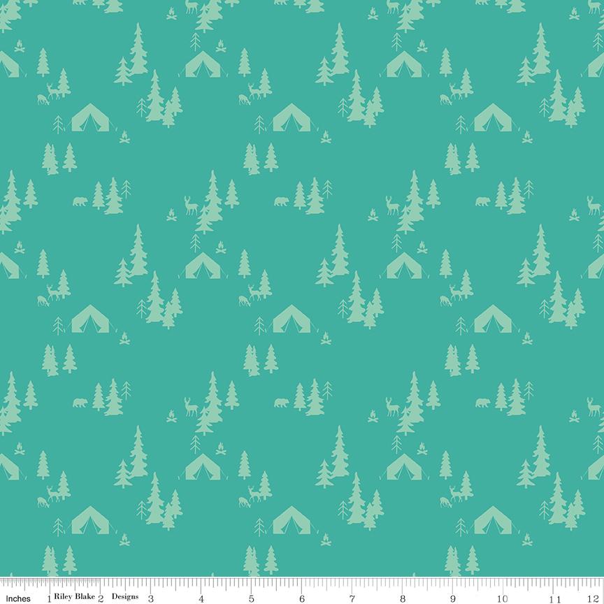 Glamp Camp - Tents & Pines, Teal
