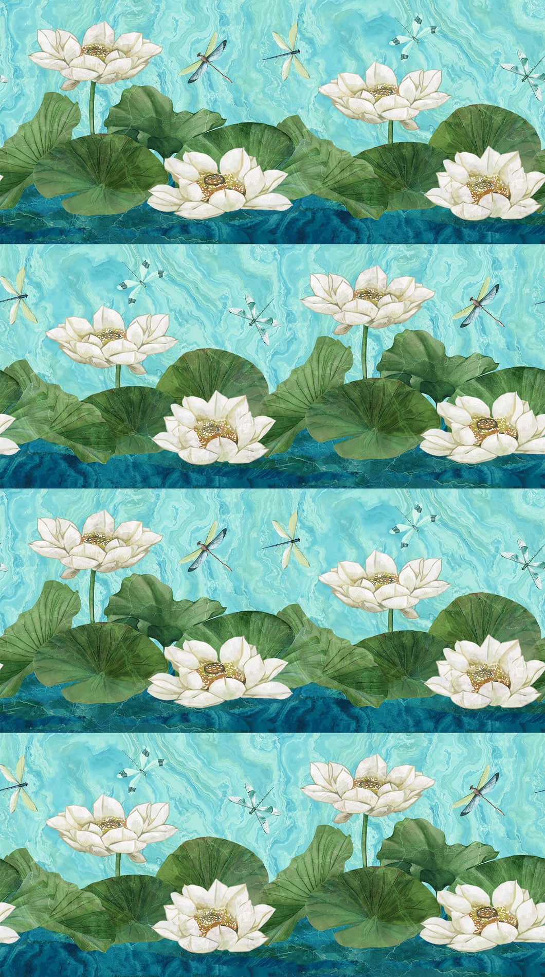 Tranquil Waters - Lily Pad Border Stripe