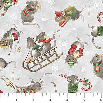 The Christmas Mouse Flannel - Mouse Toss, Grey Multi
