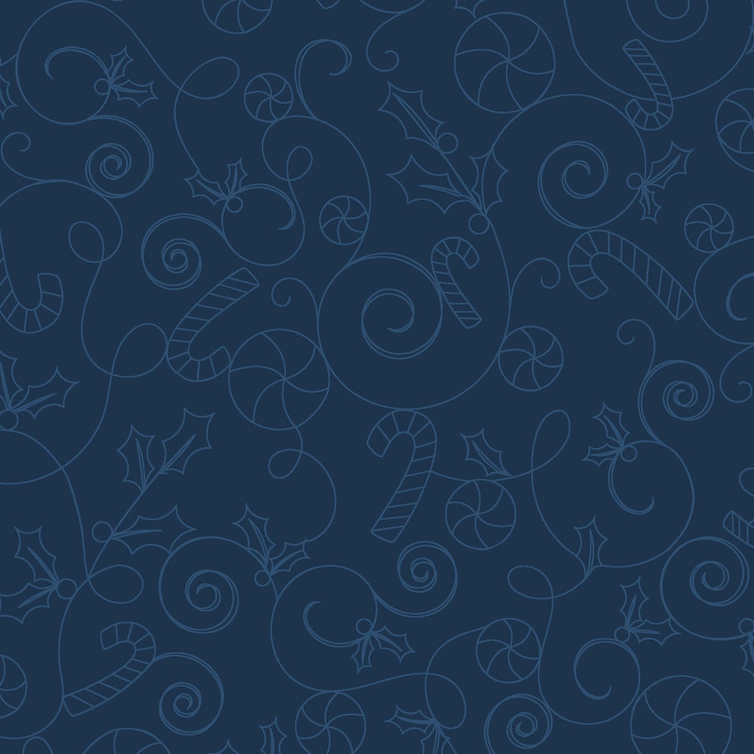 Cup of Cheer - Candy Scroll, Navy