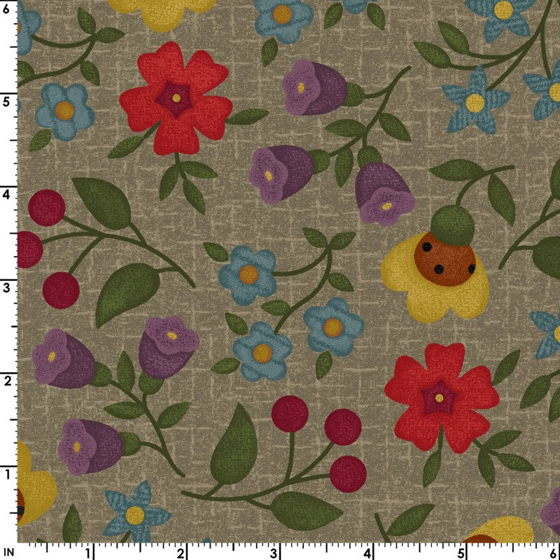 Florals on Tan Flannel