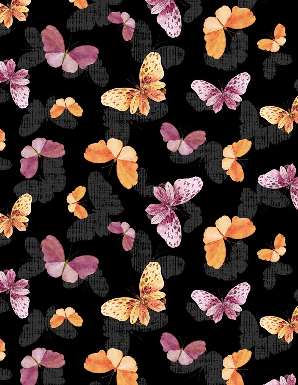 Botanical Magic - Butterfly Toss, Black