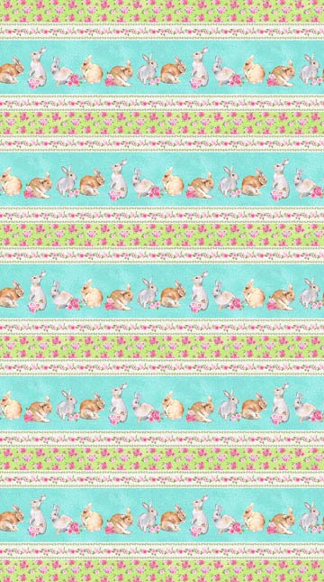 Bunny Love - Bunny Border Print, Turquoise