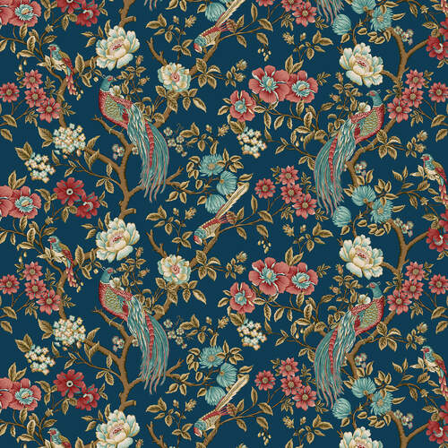Lille -Bird and Floral, Teal