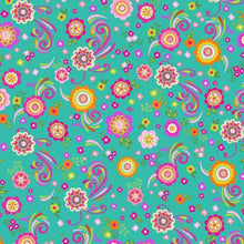 Load image into Gallery viewer, Feathers and Foliage 5 Karat Crystals Charm Pack - 42 piece, 5&quot; Fabric Squares - Teal Pink Yellow Floral Fabric
