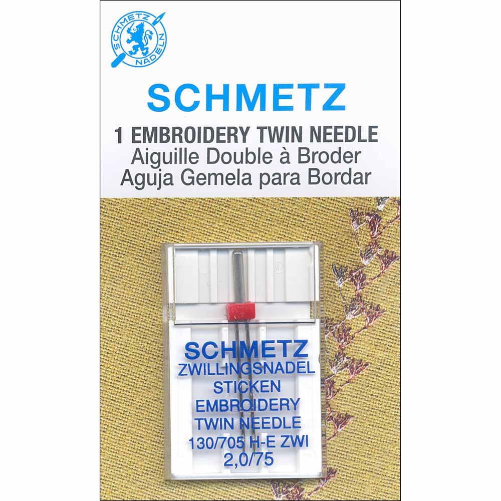 SCHMETZ #1736 Embroidery Twin Needles Carded - 75/11 - 2.0mm - 1 count