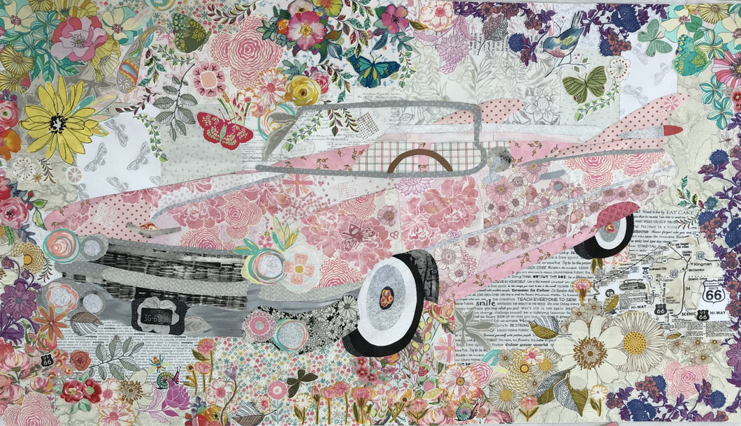 Pink Cadillac Collage Kit by Laura Heine