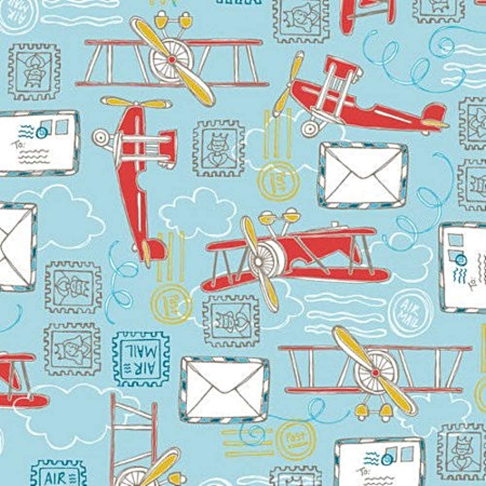The Plane Time Collection - Cotton Stamps in Blue