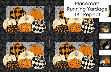 Black Cat Capers - Pumpkin Placemat Panel