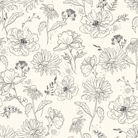 Wildflower Outlines, Ivory