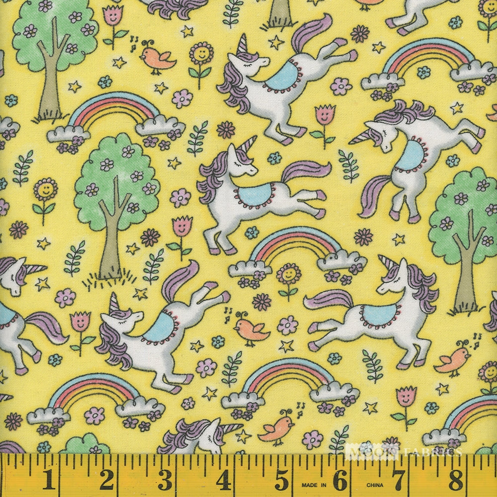 Unicorns & Rainbow, Yellow Flannel