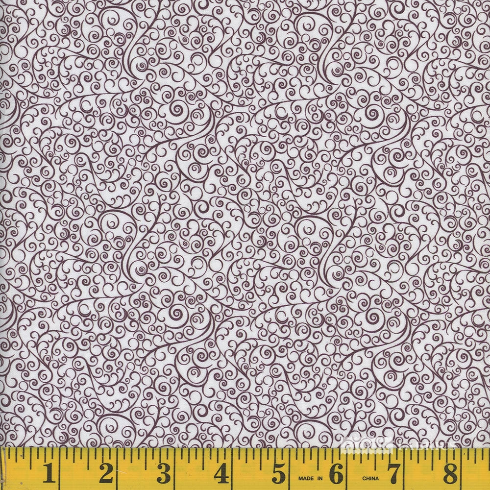 Fancy Floral - Plum Swirls on White
