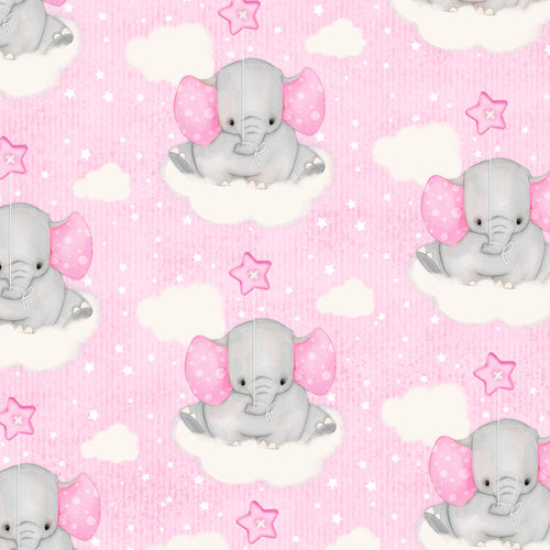 Elephants on Clouds, Pink Flannel