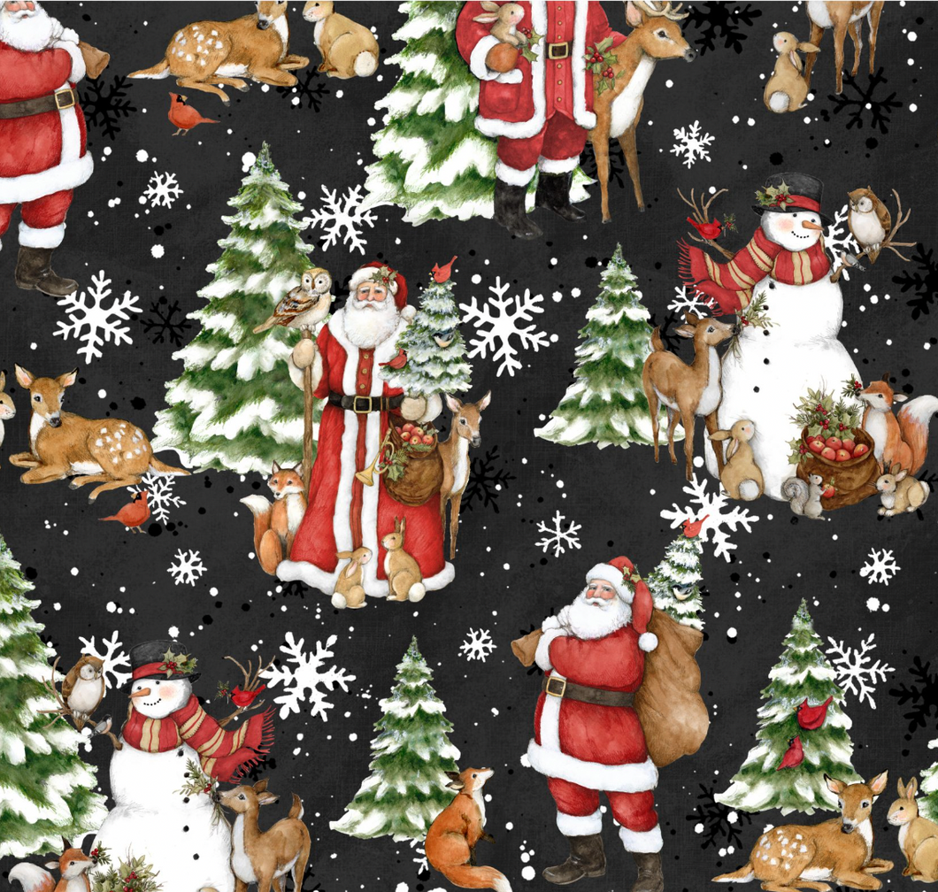 Winter Forest - Santa and Friends on Black