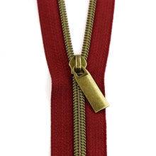 Load image into Gallery viewer, BURGUNDY #5 Nylon Coil Zippers: 3 Yards with 9 Pulls
