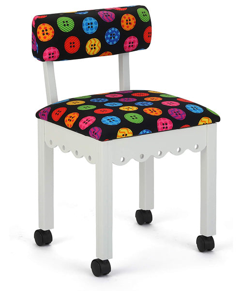 SEWING CHAIR - BUTTONS IN WHITE