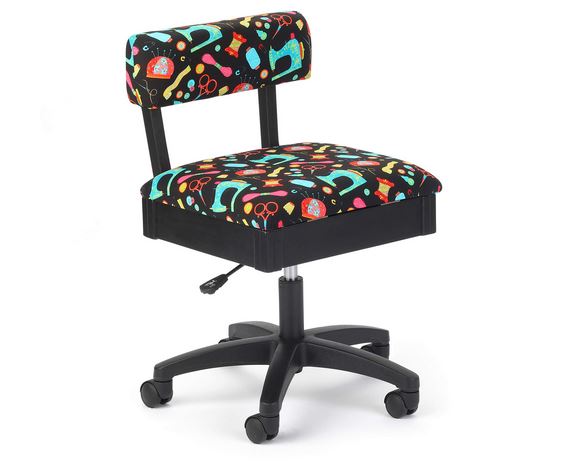 Black Sewing Notion Print Steno Chair