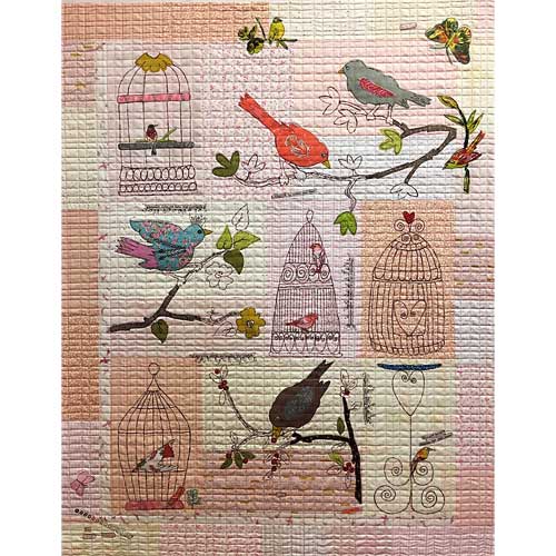 Chirp Chirp Collage and Free Motion Embroidery Pattern by Laura Heine