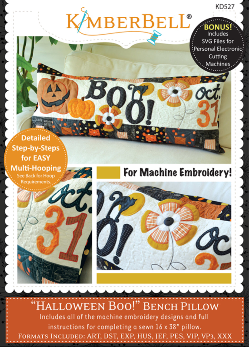 Halloween Boo! Bench Pillow - KimberBell