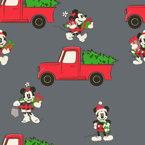 Mickey & Minnie with Red Christmas Truck